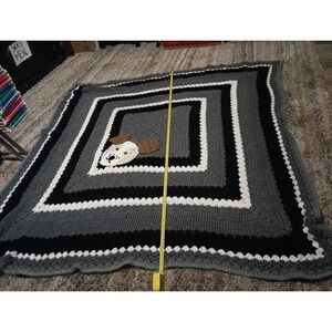 Dog‎ Lovers Handmade Crochet Knit Couch Cover 52in Granny Square Vintage Blanket